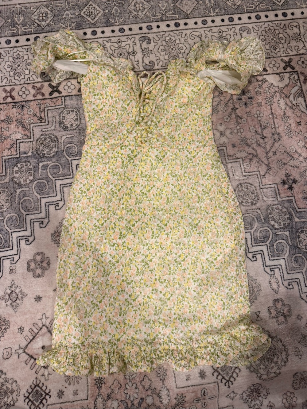 Miss Selfridge Yellow & Green Floral Mini Dress